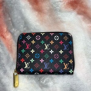 Louis vuitton black monogram multicolor zippy coin purse